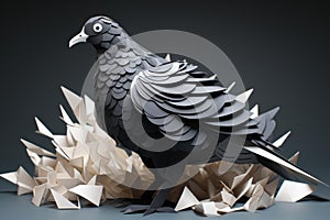 Lightweight Paper cut pigeon fly. Generate Ai