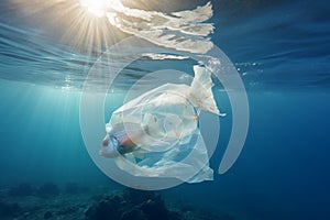 Lightweight Sea fish plastic bag. Generate Ai