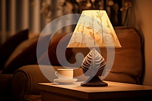 Lightweight Small table lamp night. Generate Ai photo