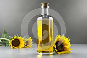 Lightweight Sunflower oil bottle. Generate Ai photo