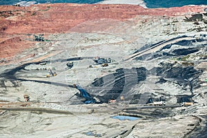 Lignite coalmine,Mining dump trucks working in coalmine