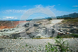 Lignite coalmine,Mining dump trucks working in coalmine