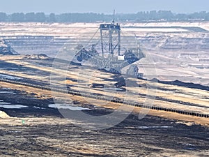 Lignite mining for energy production in the destroyed landscape in Garzweiler in Germany