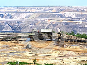 Lignite mining for energy production in the destroyed landscape in Garzweiler in Germany
