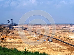 Lignite mining for energy production in the destroyed landscape in Garzweiler in Germany