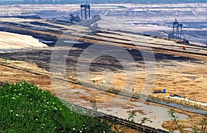 Lignite mining for energy production in the destroyed landscape in Garzweiler in Germany