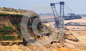 Lignite mining for energy production in the destroyed landscape in Garzweiler in Germany