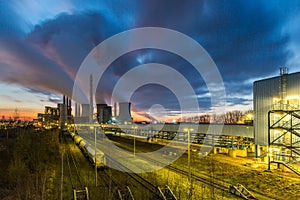 Lignite Power Plant on sunset