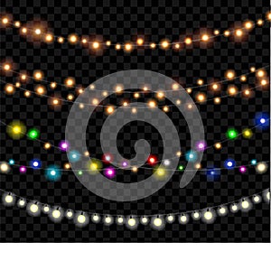 Ligth Bulb Garland on Transparent Background