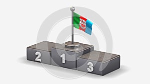 Liguria 3D waving flag illustration on winner podium.