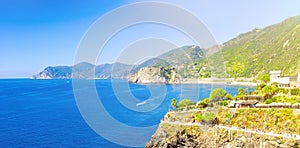 Ligurian Sea near coastline of Riviera di Levante, National park Cinque Terre Coast