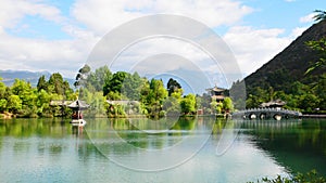 Lijiang,china: black dragon pool pagoda photo