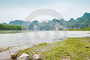 Lijiang River on both sides of the pastoral scenery