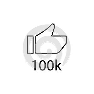 like 100k icon. Element of online and web for mobile concept and web apps icon. Thin line icon for website design and development,