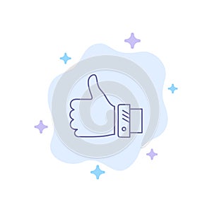 Like, Business, Finger, Hand, Solution, Thumbs Blue Icon on Abstract Cloud Background