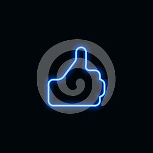 Like button with neon blue icon suitable for website and UI material, mobile application, social media. vector illustration