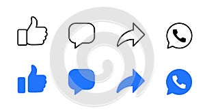 Like, comment, and share icon vector. Elements of Facebook video