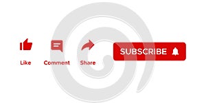 Like, Comment, Share and Subscribe Button. Icon Set for Promote Channel Subscriptions