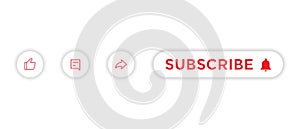 Like, Comment, Share, Subscribe. Minimalist White Button of Channel Subscription Icons. Vector Illustration photo