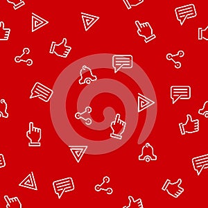Like, comment, share, subscribe, and thanks for watching, seamless white icon on red background.