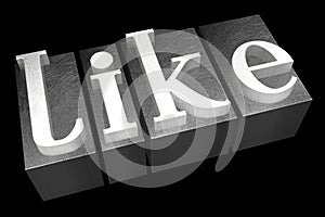 Like concept - silver letterpress - 3D illustration