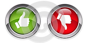 Like and Dislike Button Icon Glossy 3D