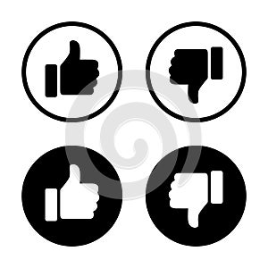 Like and dislike button icon vector. Social media thumb up down sign symbol