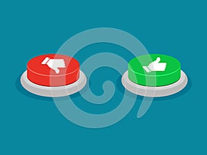 Like and dislike buttons. isolated on a blue background. vector illustration