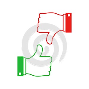 Like and dislike concept. illustration. Thumb up and down