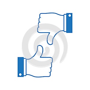 Like and dislike concept. Vector illustration. Thumb up and down