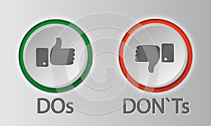 Like dislike icon. Do and Don`t or Like isolated on white background. Vector illustration.