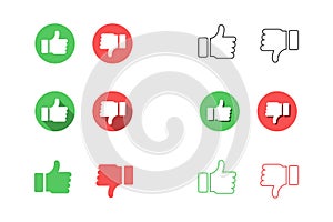 Like and dislike icon vector collection