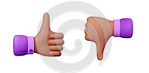 Like and dislike icons with thumb up and down