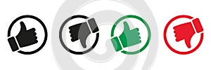 Like and Dislike Pictogram Collection. Thumb Up, Thumb Down Silhouette Icon Set. Good and Bad Gesture Button Black and