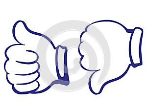 Like and dislike, thumbs up sign icon. vector illustration sketch