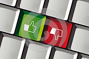 Like Dislike - Thumbs up Thumbs down icons - Feedback Keyboard red and green key