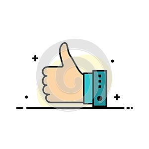 Like, Finger, Gesture, Hand, Thumbs, Up, Yes  Business Flat Line Filled Icon Vector Banner Template