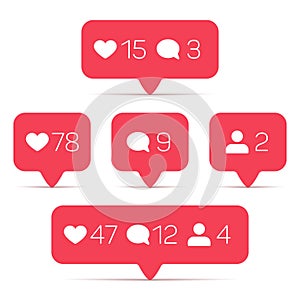 Like, follower, comment vector icons set