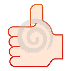 Like gesture flat icon. Thumb up vector illustration isolated on white. Good hand gesture gradient style design
