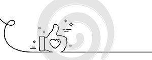 Like hand line icon. Thumbs up finger sign. Continuous line with curl. Vector