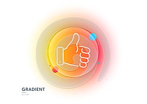 Like hand line icon. Thumbs up finger sign. Gradient blur button. Vector