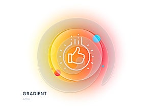 Like hand line icon. Thumbs up finger sign. Gradient blur button. Vector