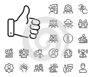 Like hand line icon. Thumbs up finger sign. Specialist, doctor and job competition. Vector