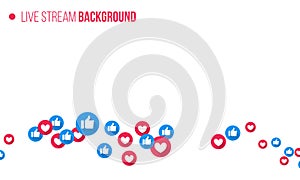 Like and heart icons for live stream video chat likes background vector design template photo