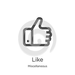 like icon vector from miscellaneous collection. Thin line like outline icon vector illustration. Outline, thin line like icon for