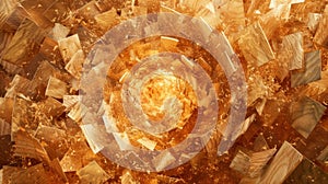 Like a kaleidoscope of wood shavings the sawdust whirls and mixes constantly transforming into new configurations photo