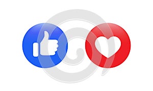 Like and Love Icon Vector. Facebook Social Media Element Icons