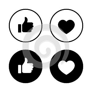 Like and love icon vector. Social media emoticon concept