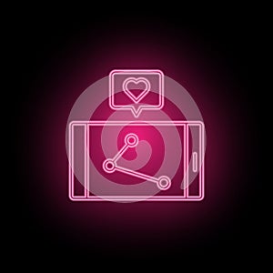 Like, love, marketing neon icon can be used to illustrate topics about SEO optimization, data analytics, website performace -