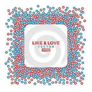 Like and love social sites symbols, Thumb up and hearts icons